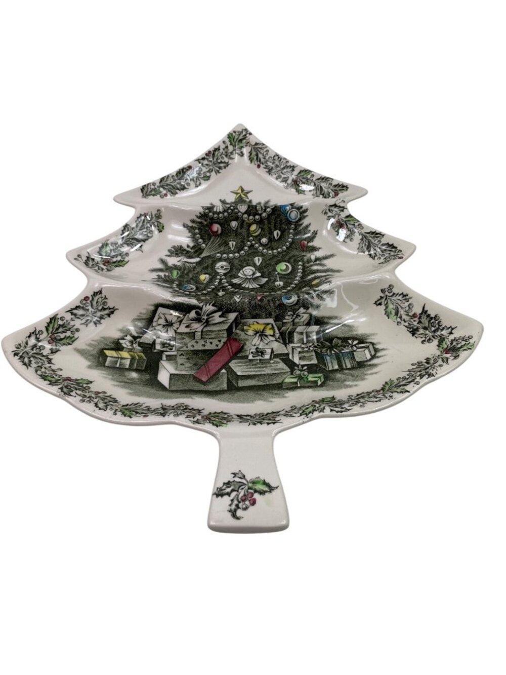 Johnson Bros Merry Christmas Tree-Shaped 3-Part Relish Serving Dish Festive - Picture 2 of 12